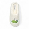 Aéropostale Women’s Fuzzy “Snoozing Pea” Mule Slippers – Ivory Slip-On House Shoes with Green Sleeping Pea & “Zzz” Embroidery in Medium - 2 of 4