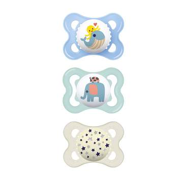 MAM Perfect Night Baby Pacifier, Patented Nipple, Glows in the Dark, 2  Pack, 16+ Months, Blue/Boy,2 Count (Pack of 1)