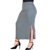 24seven Comfort Apparel Plus Size Ribbed Knit Side Slit Elastic Waist Maxi Skirt - 2 of 4