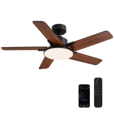 Siljoy 44-in Black Ceiling Fan with LED Light and Remote Control Include (5 Blades) For Bedroom Living Room and kitchen
