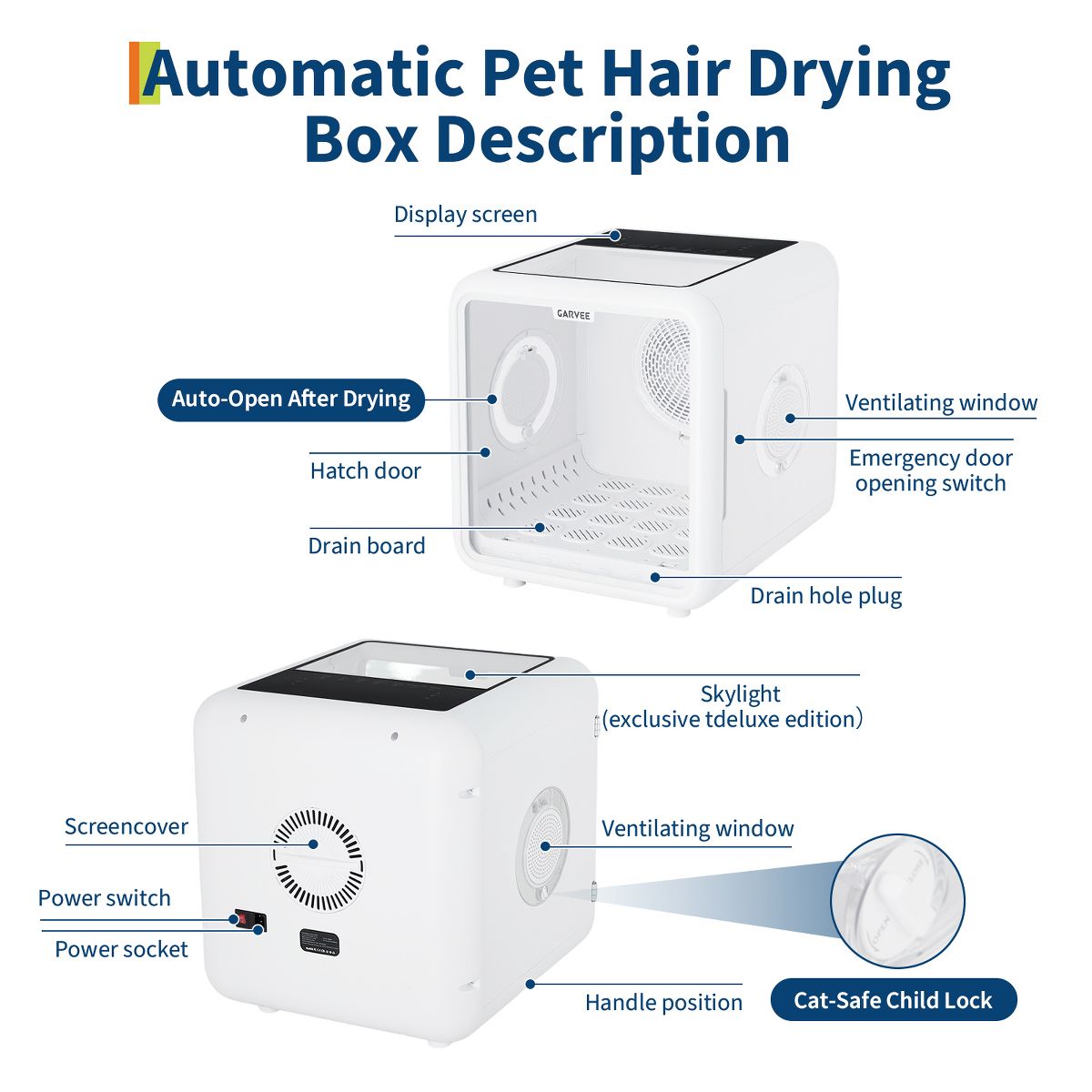72L Pet Drying Box – 360° High-Efficiency Airflow, 5 Outlets, Quiet Grooming for Cats & Small Dogs up to 45 lbs - thumbnail 4