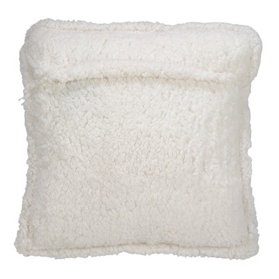 18" Silver Sequin and Faux Shearling Square Throw Pillow