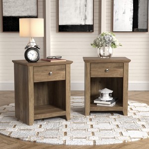 Galano Oller 1-Drawer Nightstand (23 in. H x 18.7 in. W x 15.7 in. D) in Knotty Oak, Dusty Gray Oak (Set of 2) - 1 of 4