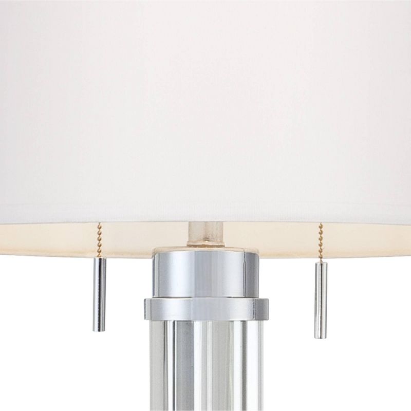 Possini Euro Design Cadence Modern Floor Lamp Standing 62" Tall Crystal Glass Column Steel Linen Drum Shade for Living Room Bedroom Office House Home, 5 of 10