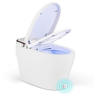 Costway Smart Toilet Elongated Bidet Toilet with Adjustable Heated Seat & Dryer Night Light 1000 Gram MaP Flushing Score - 1 of 4