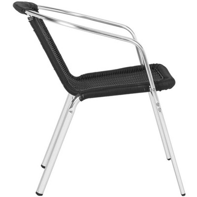 Wrangell Black Wicker and Aluminum Stacking Armchair Set