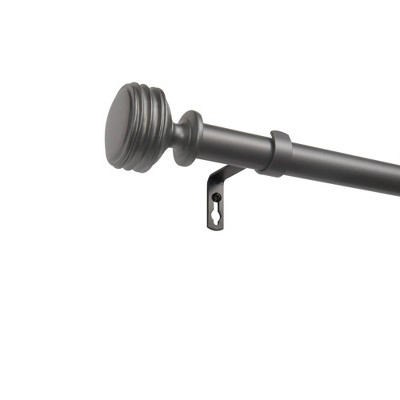 Duke Adjustable Gray Iron Curtain Rod with Ribbed Finials