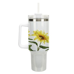 Elanze Designs Happy Yellow Sunflowers Flower Garden 40 oz. Stainless Steel, Large Water Bottle Coffee Mug, Spill & Leak Resistant, Thermal Travel - 1 of 1