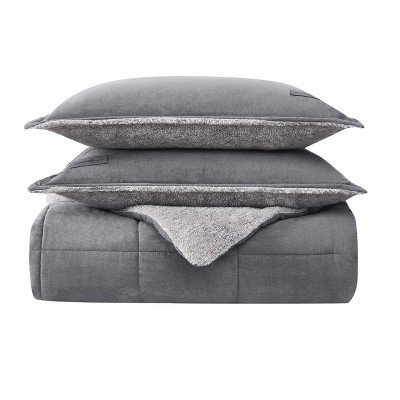 King Gray Reversible Microfiber Down Alternative Comforter Set
