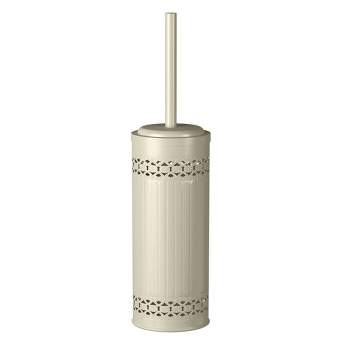 Laser Cut Toilet Brush Holder with Lid Ivory - Nu Steel