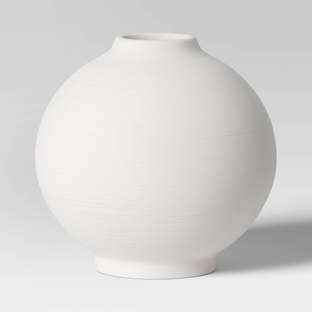 Photos - Other interior and decor Ceramic Round Textured Vase White - Threshold™