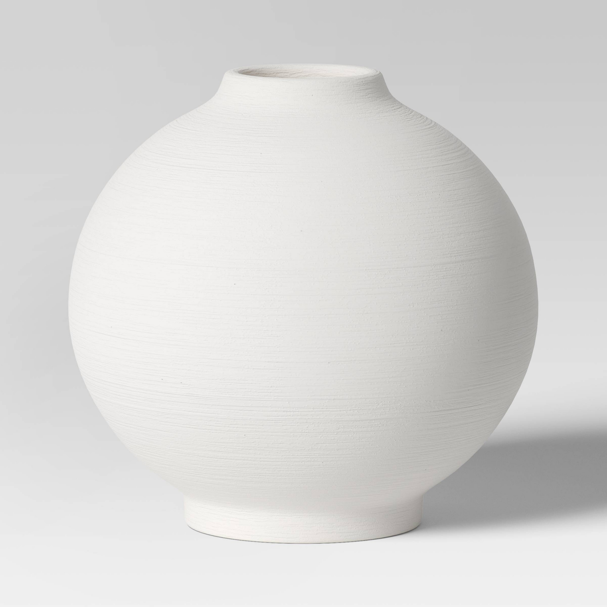 Modern Textured Ceramic Round Vase White - Threshold™