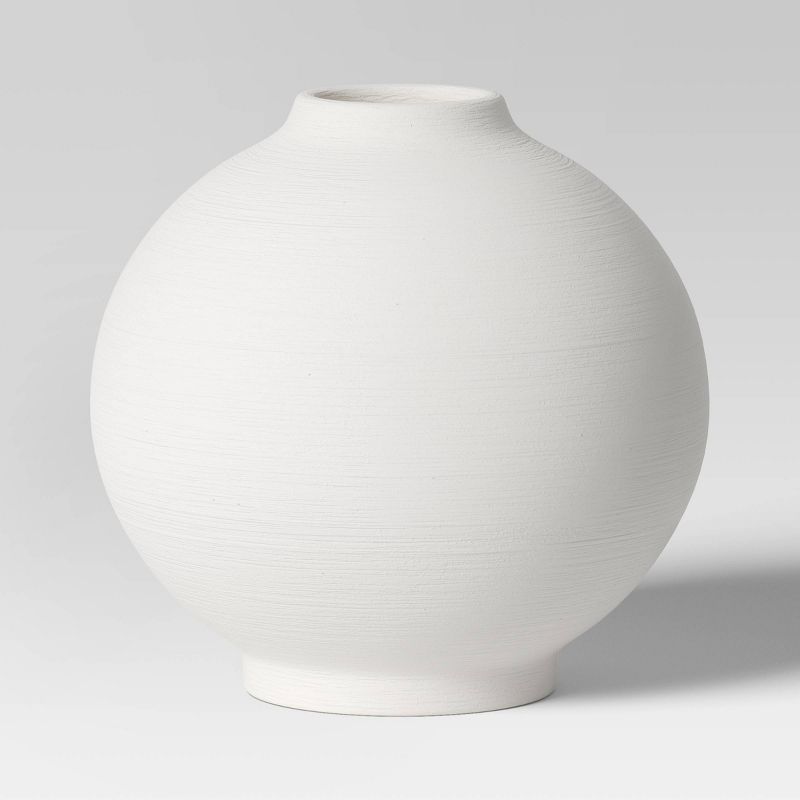 Ceramic Round Textured Vase White - Threshold&#8482;, 1 of 11