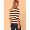 INSPIRE CHIC Women's Stripes Casual Basic Elbow Sleeves Boat Neck Slim Fit T-Shirts - 4 of 4