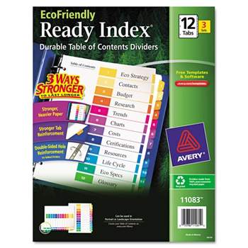 Avery Ready Index Customizable Table of Contents Asst Dividers 12-Tab Ltr 3 Sets 11083