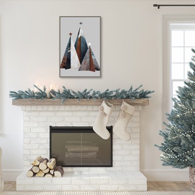 Three Christmas Trees Framed Canvas Wall Art Print