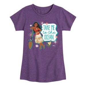 Girls' - Disney Princess - Moana Take Me To The Ocean Fitted Short Sleeve Graphic T-Shirt - 1 of 4