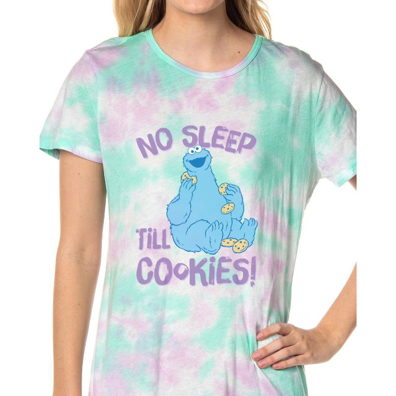 Sesame Street Women's Cookie Monster Nightgown Sleep Pajama Shirt For Adults Multicolored, 3 of 5