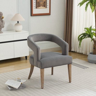 Aortzio 25.79"W Wide Modern Barrel Open Back Upholstered Accent Chair With solid wood Legs