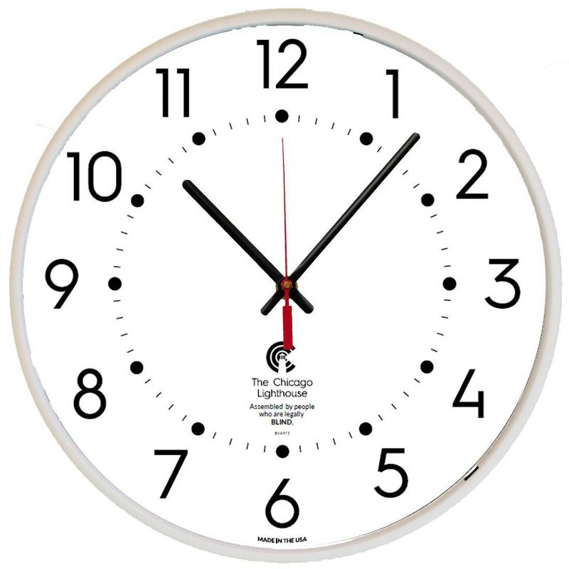 9.25&#34; Quartz Low-profile Wall Clock White - The Chicago Lighthouse, 1 of 6