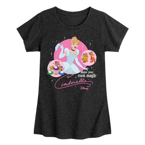 Girls' - Disney Princess - Cinderella Make Your Own Magic Fitted Short Sleeve Graphic T-Shirt - image 1 of 4