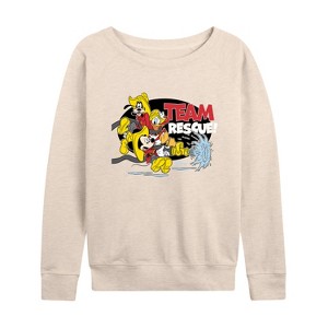 Women's - Disney - Firefighter Mickey & Friends Lightweight French Terry Wide Neck Long Sleeve Shirt - 1 of 4