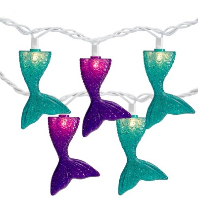 Northlight 10 Count Purple and Blue Mermaid Tail Summer String Lights, White Wire