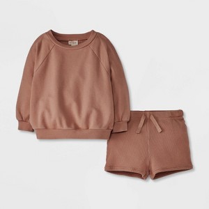 Baby Waffle Sweatshirt & Shorts Set - Cat & Jack™ - 1 of 4