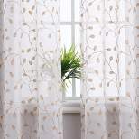 Trinity Embroidered Sheers Semi Curtains Transparent Drapes Window Treatments Grommet Top, 2 Panels