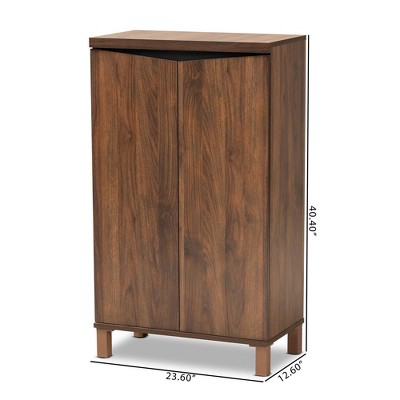 Walnut Brown and Dark Gray 2-Door Shoe Storage Cabinet