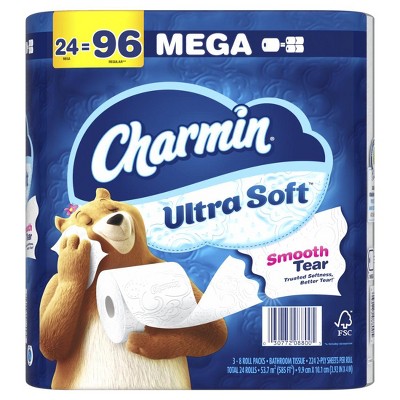 Charmin Ultra Soft Toilet Paper 24 Mega Rolls, 224 Sheets Per Roll