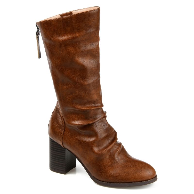 Journee Collection Womens Sequoia Stacked Heel Mid Calf Boots, 1 of 11
