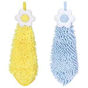 REGALWOVEN Chenille Soft Absorbent Flower Hanging Hand Towels for Bathroom 2 Pcs - 1 of 4