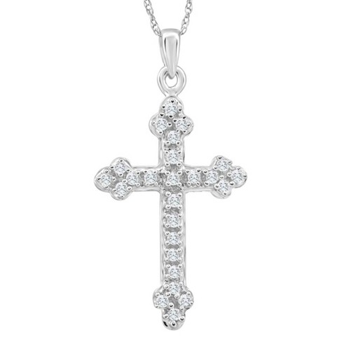 Pompeii3 1/4ct T.w. Diamond Cross 10k White Gold Vintage Pendant 18 ...