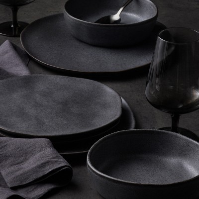 Gray Ceramic 32-Piece Dinnerware Set for 8