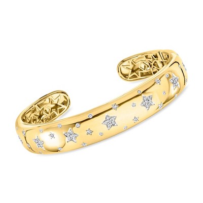 Ross-Simons 0.50 ct. t.w. Diamond Star Cuff Bracelet in 18kt Gold Over Sterling Size 7
