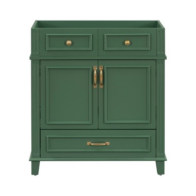 VYNXARIA 30'' Bathroom Vanity without Top - Solid Wood Frame, Retro Green Design