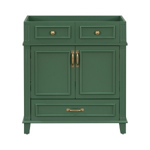 VYNXARIA 30'' Bathroom Vanity without Top - Solid Wood Frame, Retro Green Design - 1 of 4