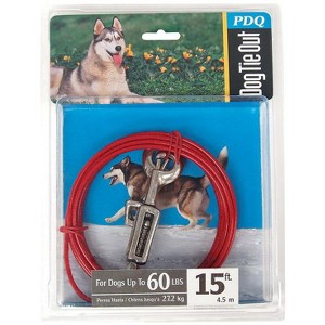 PDQ Red Tie-Out with Spring Vinyl Coated Cable Dog Tie Out Large - 1 of 1