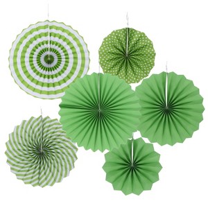 Unique Bargains Paper Hanging Decorative Folding Fans 8" 12" 16" 6 Pcs - 1 of 4