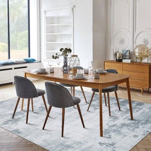 Washable Area Rug, Soft Faux Wool, Non-Slip, Low Pile, Abstract Design for Living Room, Bedroom, Dining Room. - 1 of 4