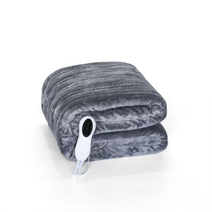 HOMLUX Flannel Heated Electric Throw Blanket: Lightweight, Machine Washable - 1 of 4