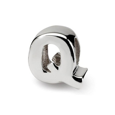 Black Bow Jewelry Sterling Silver Letter Q Polished Bead Charm, 10mm