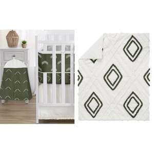 Sweet Jojo Designs 6p Boy, Girl, Unisex/Gender Neutral Crib Bedding + BreathableBaby Breathable Mesh Liner Pad Diamond Tuft Hunter Green and Ivory - 1 of 4