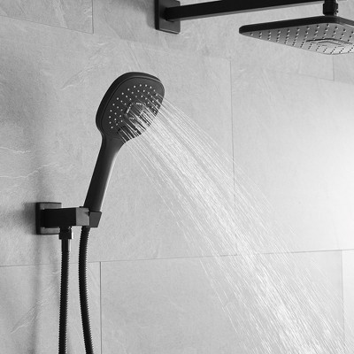 Matte Black Stainless Steel Rain Shower System with Handheld
