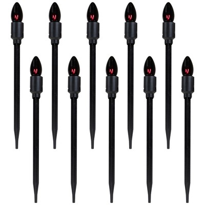Northlight C9 Bulb Halloween Pathway Markers - Purple - 8.75' Black Wire - Set of 10