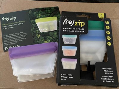 re)zip Reusable Leak-proof Food Storage Stand-up Bag Kit - Snack, 2-cup,  Quart - 3pc : Target