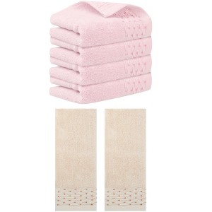 Unique Bargains Embroidery Pattern Cotton Hand Towels for Bathroom 14" x 30" - 1 of 4
