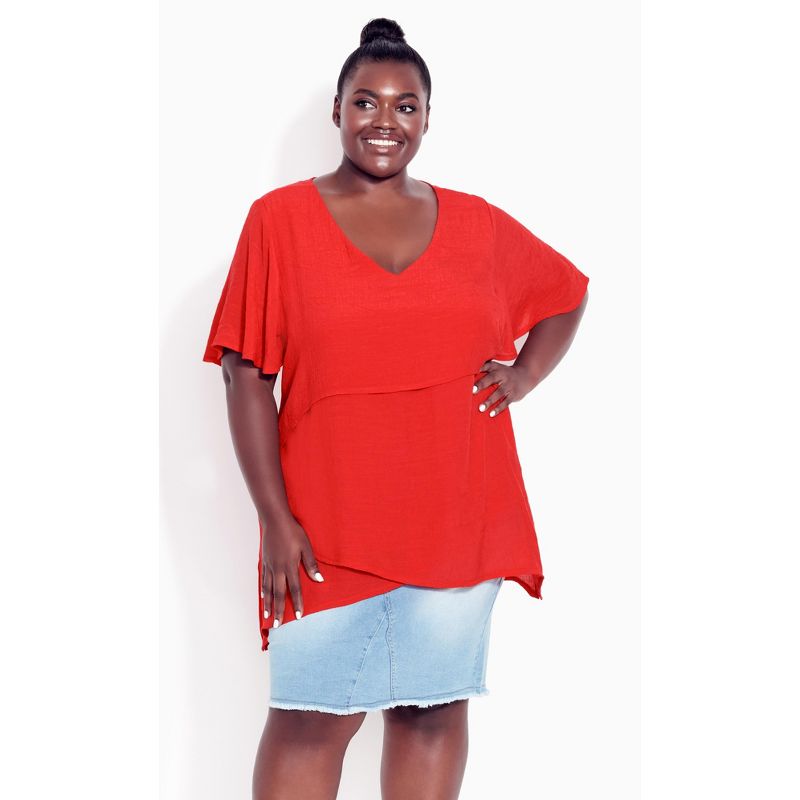 Women's Plus Size Mylah Layer Tunic  - Scarlet | AVENUE, 1 of 4