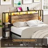 Platform Bed Frame with Headboard, 3-Tier Storage Shelves & 2 Drawers, Brown - 4 of 4